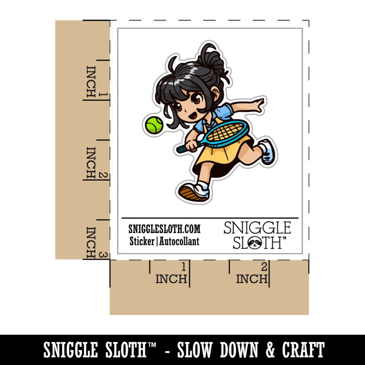 Water Bottle Sticker Set Cute Tennis Girl Ball Chibi Sports Cute Waterproof Vinyl Stickers Pack Decal, Skateboard, Laptop, Car, Window, Bumper - 5 Pack